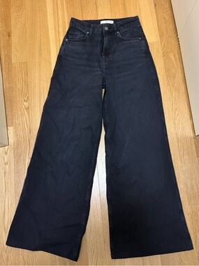 Mango Wide-Leg Black High-Rise Jeans